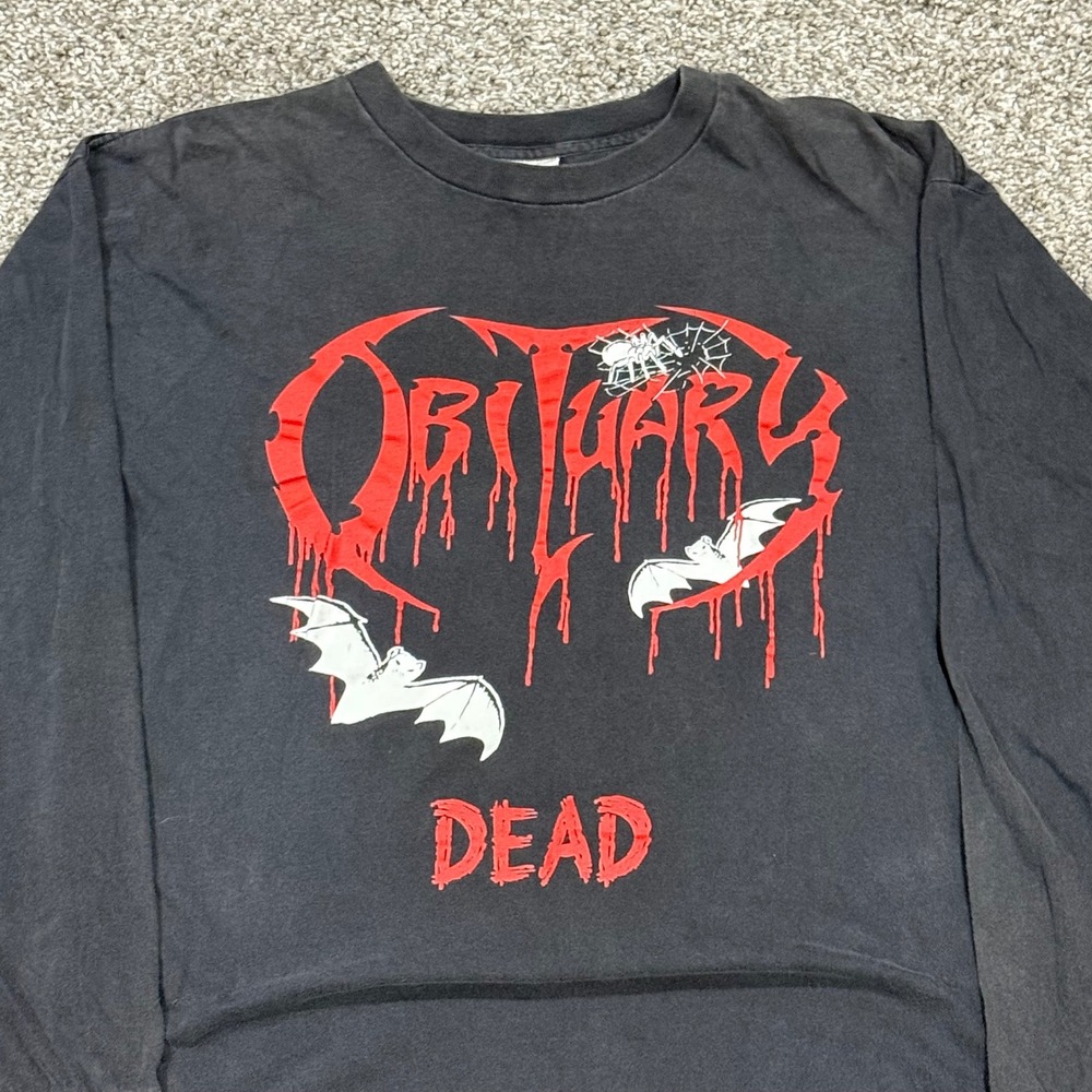 Vintage 1998 Obituary Dead Long Sleeve Band Shirt Blue Grape Death Metal Mens L